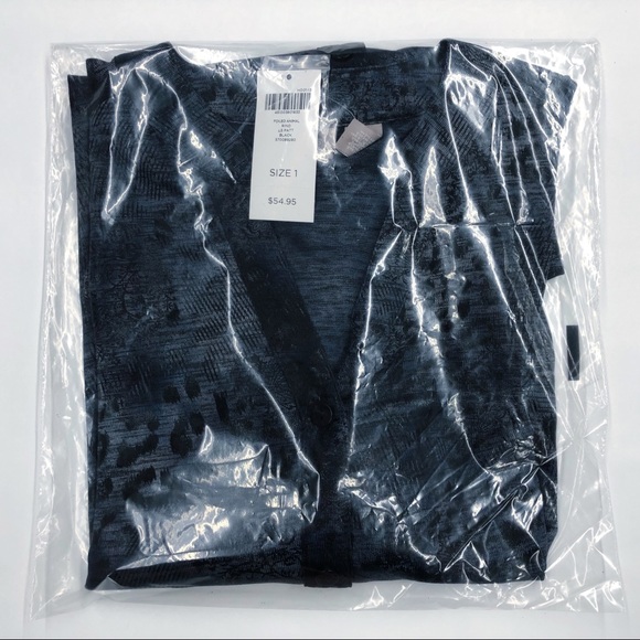 Chico's Blue Snake Print Roll Tab Blouse - Picture 14 of 14